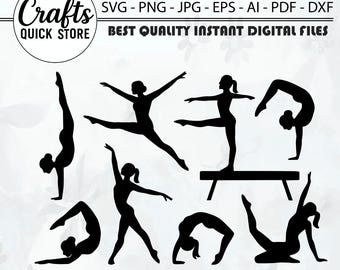 Fichiers de découpe SVG gymnaste : silhouette de gymnastique, tumbling (téléchargement numérique)