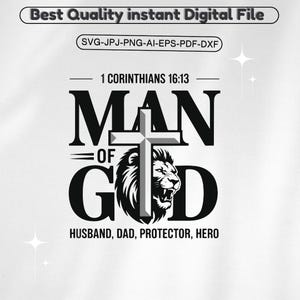 Diseño de camiseta Svg PNG de hombre de Dios, camiseta cristiana Svg de papá, regalo para esposo, regalo para esposo, camiseta del Día del Padre, cumpleaños de papá Svg, regalo del Día del Padre
