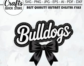 Bulldogs Png, Black Leopard Png, Bulldogs Sublimation, Game Day Png, Bulldogs Shirt, DTF, DTG, Bulldogs Mascot Png, Black Bulldogs