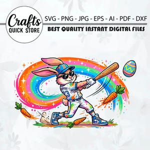 Conejo de béisbol de Pascua PNG SVG, divertido PNG de Pascua para niños, camiseta de béisbol con diseño de conejito goteando para hombre, niño y niña, diseño de béisbol con huevo de Pascua en tonos pastel, archivo para Cricut
