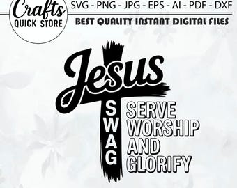 Paquete SVG con el logo de Jesús: Gráficos de adoración cristiana (Descarga digital)
