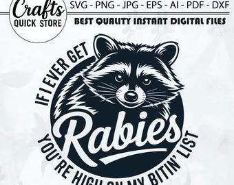 Funny Raccoon Vintage Design: Rabies Biting List PNG SVG, Cricut, Png, Svg, If I Ever Get Rabies, Racoon Png, Raccoon Svg, Funny Shirt Png