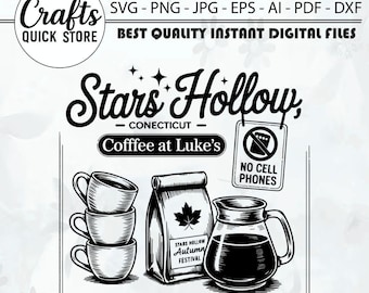 Stars Hollow Luke's Diner PNG,Luke’s Coffee Mug PNG, Stars Hollow Connecticut Shirt,Stars Hollow Coffee At Luke’s PNG File,Autumn Festival