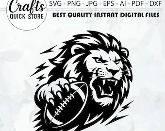 Lions football svg, Lion football png, Lions svg, Lion png, Lions mascot svg, Lions logo png, Cricut Silhouette svg sports, sports jerseys