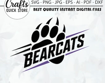 Bearcats svg,Bearcats png,Bearcat svg,Mascot svg,School svg,t-shirts,paw svg,svg design,iron on,Bearcat,Cricut,Dalmatian Dots,Mascot,