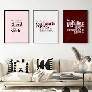Psalm 33 bijbelvers afdrukken: minimalistische christelijke muurkunst (set van 3) (digitale download)