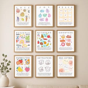 Fruits of the Spirit Wall Art Bundle | Christian Kids Printable | Galatians 5:22-23 | Nursery Sunday School Decor
