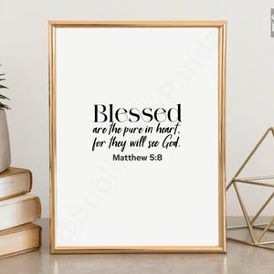 Mateusza 5:8 Sztuka ścienna – Błogosławieni czystego serca Werset biblijny – Chrześcijański wydruk – Sztuka Pisma Świętego – Minimalistyczny wystrój wiary – Błogosławieństwa