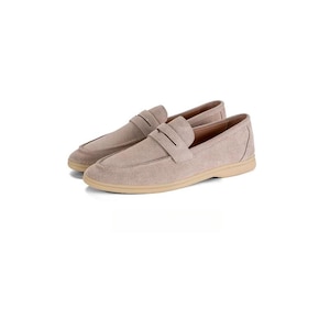 Handmade Suede Penny Loafers for Men, Soft Sole Leather Slip-On Casual Shoes