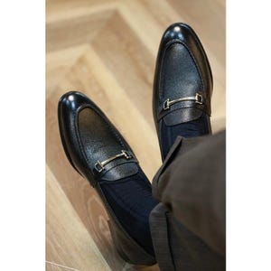 Handmade Black Leather Horsebit Loafers