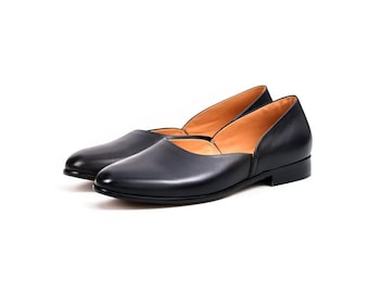 Handgefertigte Schwarze Leder Slipper für Männer, Slip-On Abendschuhe