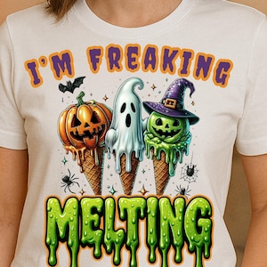 Funny Halloween Ice Cream TShirt - Unisex Jersey Short Sleeve Tee, Spooky Melting Cone Tee, Halloween Shirt, Halloween Humor, Halloween