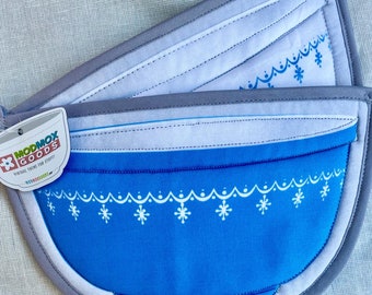 Pyrex grytlappar: Snöflingegirlang, Vintageblå, set om 2