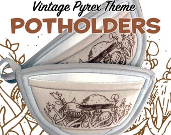 Pyrex Forest Fancies Svampar Skål Grytlappar skålformade grytlappar set om 2