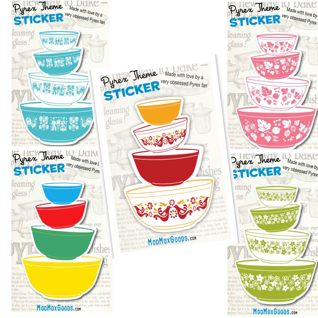 Pyrex Stack Sticker Pyrex Bowls Stacks Sticker Set: Butterprint, Friendship, Gooseberry ...