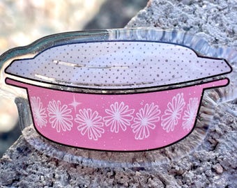 PIN Pyrex tema margaritas rosas acrílico con purpurina margarita rosa vintage