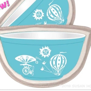 Pyrex Turquoise Air Balloons Bowl Potholders bowl shaped pot holders set of 2