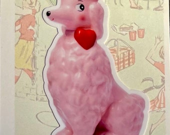 STICKER pink Poodle retro  vintage kitschy cute  3 Inch Sticker hi quality permanent adhesive