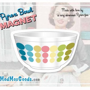 MAGNET Pyrex Dots fan fiction rainbow  Bowl 2.5in wide