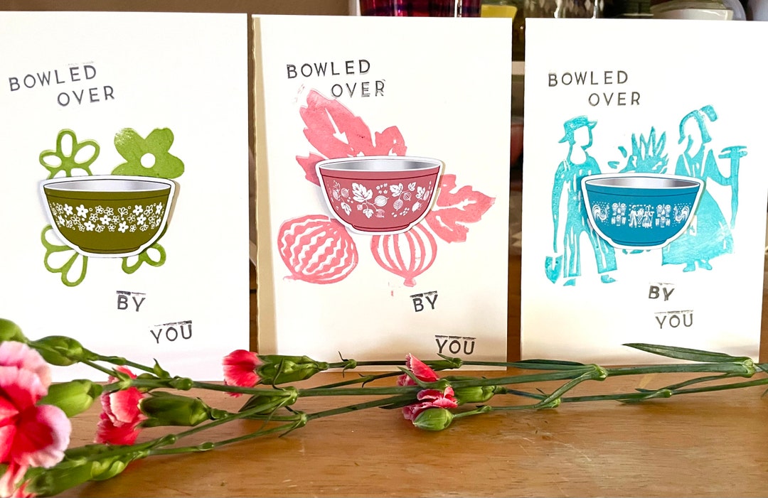 Greeting Cards Set of 3 - W Magnets Vintage Pyrex Theme Butterprint ...