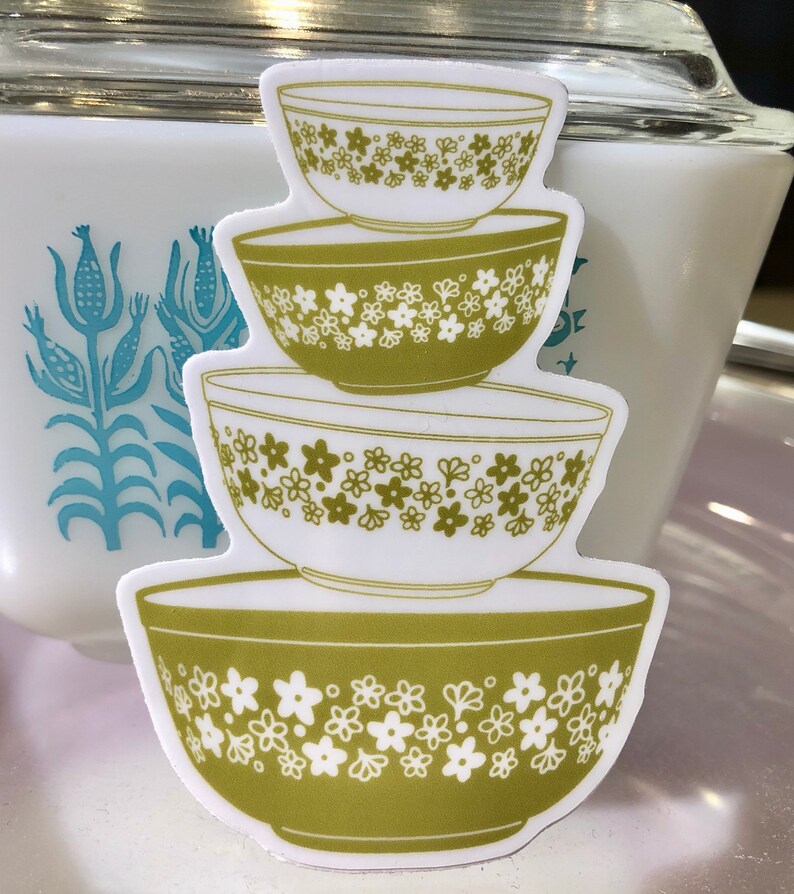 Pyrex Stack Sticker Pyrex Spring Blossom Stack Theme STICKER 3 Inch Sticker Hi Quality ...