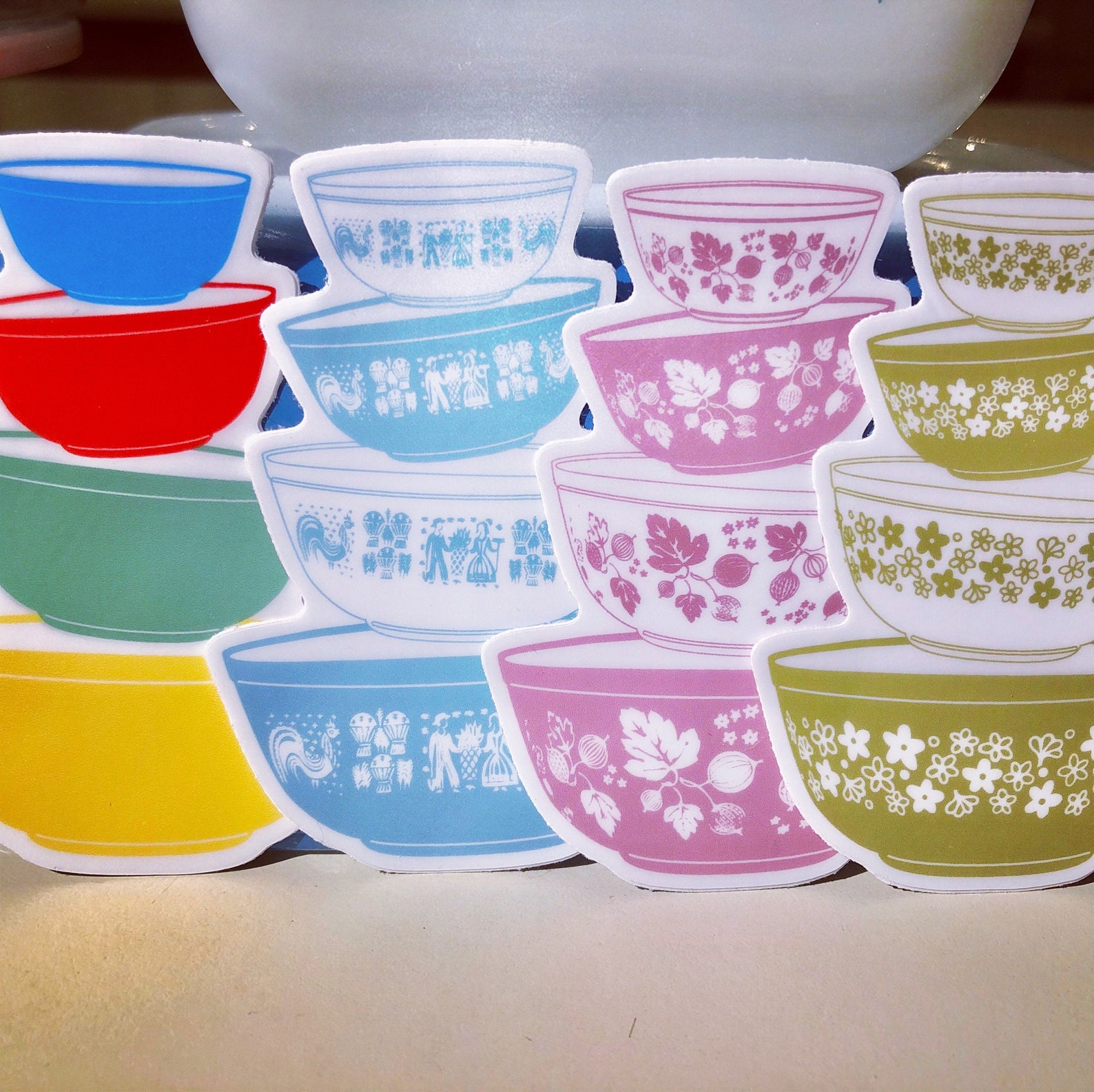 Pyrex Stack Theme Set 4 Stickers 3 Inch Sticker Hi Quality Permanent ...