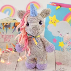 Unicorn Crochet Pattern PDF, Plush Unicorn Amigurumi Toy, Soft Fantasy Animal Pattern, Rainbow Baby Gift, Beginner-Friendly Digital Pattern