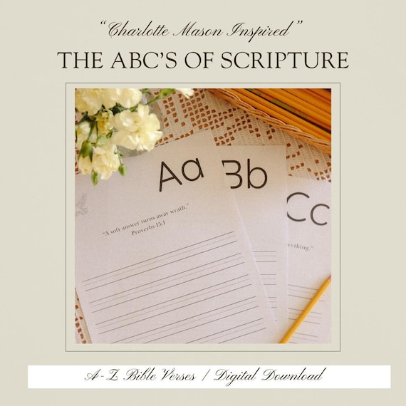 ABC Scripture Copywork Workbook | Charlotte Mason Homeschool | Morning Time | Homeschool Resources | Digital Download