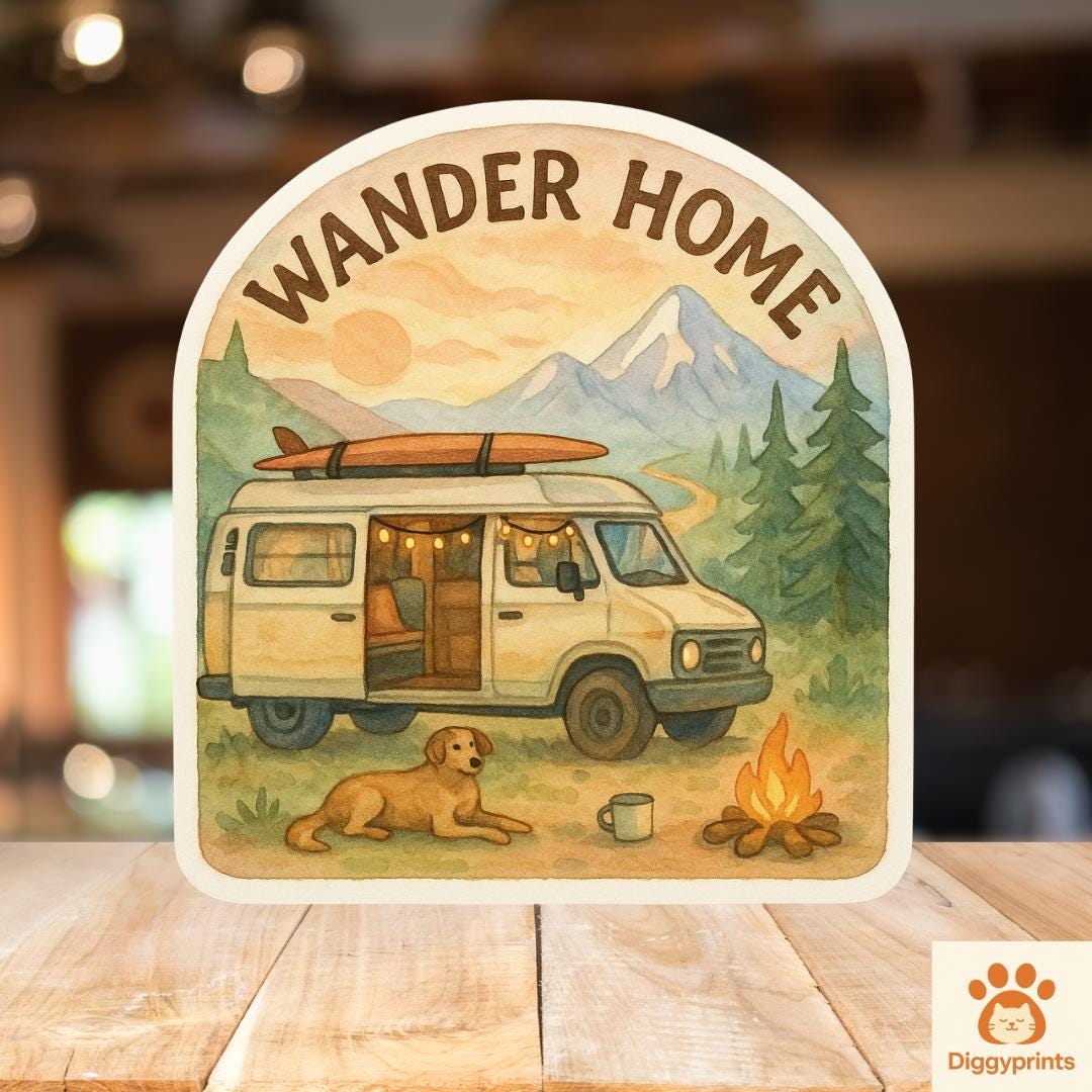 Boho Camper Van Sticker: Adventure Awaits Vinyl Decal - Etsy