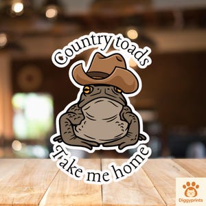 Sticker mignon grenouille | Les crapauds champêtres me ramènent à la maison | Parfait pour les ordinateurs portables, les bouteilles d'eau, les Kindles, les albums de coupures - Imperméable à l'eau