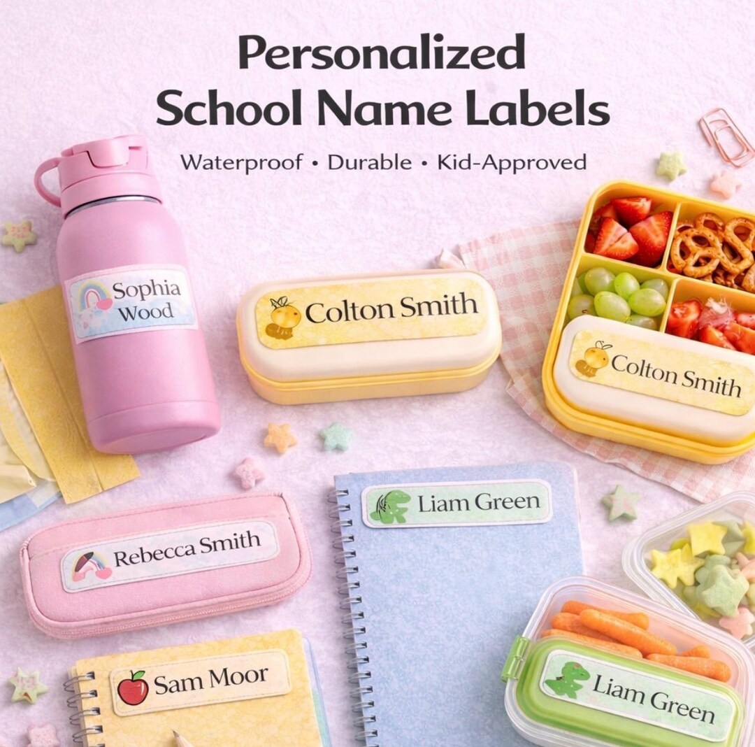 Personalized School Name Labels – Waterproof Kids Name Stickers for ...