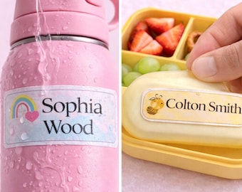 Etichette personalizzate impermeabili con nome – Materiale scolastico, adesivi per il pranzo