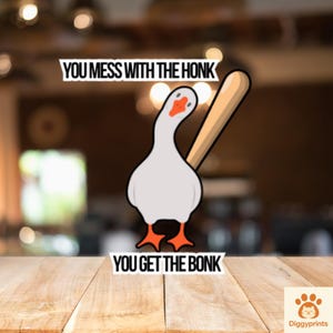 Adesivo carino con un'oca / Se suoni il clacson, ti becchi il bonk / Adesivo divertente con un meme / Perfetto per laptop, Kindle, album di ritagli, bottiglie d'acqua
