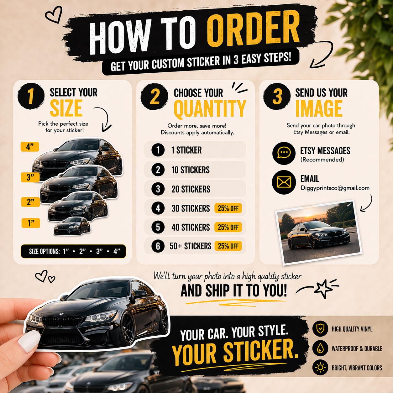 Personalized Car Sticker: Custom Die-cut Waterproof Decal - Etsy