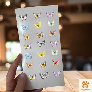 Butterfly Sticker Sheet – 21 Mini Watercolor Butterfly Stickers (0.5&quot;) | Colorful Scrapbooking bug Stickers, Journal & Craft Supplies