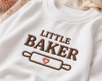 Little Baker Embroidered Baby Romper | Cute Rolling Pin Newborn Bodysuit, Baking Baby Outfit | Personalized Baby Shower Gift for Mom