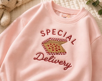 Special Delivery Pizza Embroidered Baby Romper, Cute Foodie Baby Outfit, Pizza Baby Gift, Personalized Baby Gift, Newborn Gift