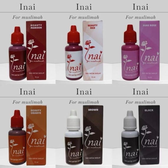 Halal Peel Off Nail Polish – Inai for Muslimah, Water Permeable, Easy to Remove, 15ml (Many Colors Available)