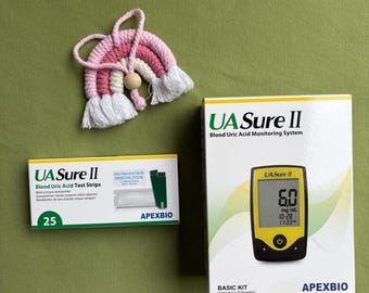 UASure II Uric Acid Monitor Kit + Strips | Home Test Kit for Gout | Blood Uric Acid Self-Test Device | Available Tool & 25 - 75 Strips