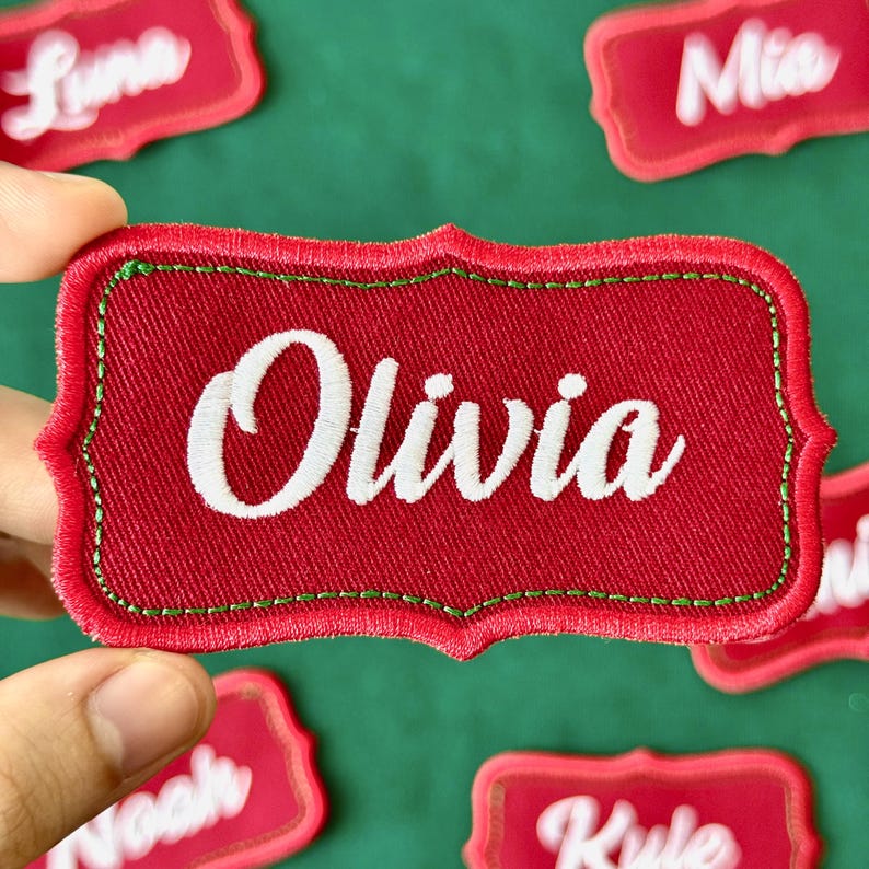 Pogi Script Patch Custom Embroidered Christmas Name Patch – Iron on or Sew On - Etsy