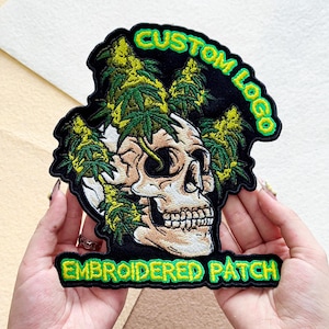 Custom Embroidered Logo Patch, Iron On Sew On Hook Backing, Business Uniform Bag Hat