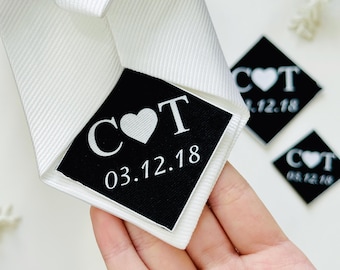 Personalized Photo Tie Patch, Custom Text, Father's Day Gift (Set of 3)