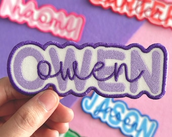 Custom Embroidered Name Patch, Personalized Text Iron On Sew On Hook Loop
