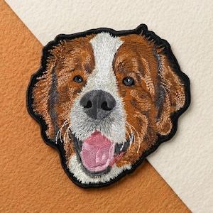 Custom Embroidered Dog Patch, Pet Portrait Gift, Personalized Dog Lover Accessory