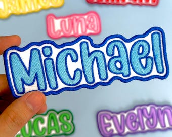 Custom Embroidered Name Patch – Personalized Text Patches | Colorful Name Patch Iron-On, Sew-On, Hook & Loop | For Clothes, Uniforms, Bags