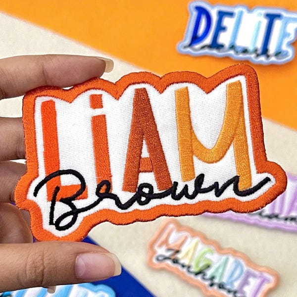 Custom Name Patch, Embroidered Name Tag, Custom Text Patch Iron On or Sew On, Name Patch for Jacket, Backpack, Hat