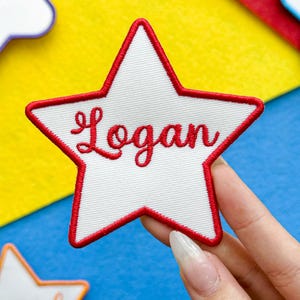 Personalized Embroidered Name Patch, Iron On or Sew On, Christmas Stocking Tag