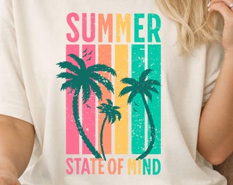 Summer State of Mind T-shirt, Distressed Summer Tee, Beach Tee, Summer Vacation Shirt