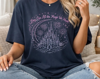 Theme Park Shirt, Castle with Fireworks Shirt, Summer Tee, Amuzement Park T-Shirt