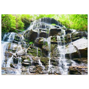 Yellow Branch Falls Aluminum Print – Scenic Waterfall Landscape Photography Wall Art Decor